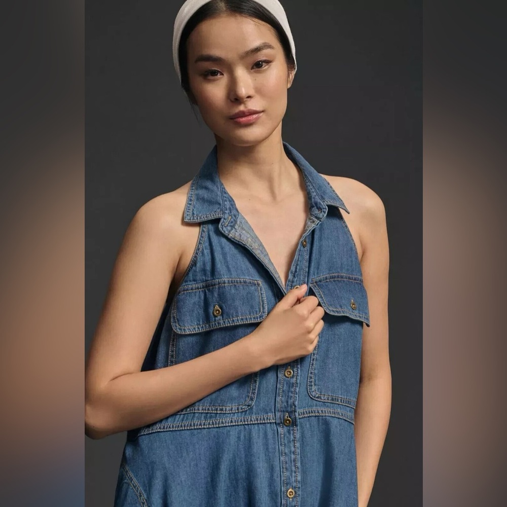 NWT Anthropologie Pilcro Sleeveless Halter Swing Midi Dress Sz Petite S